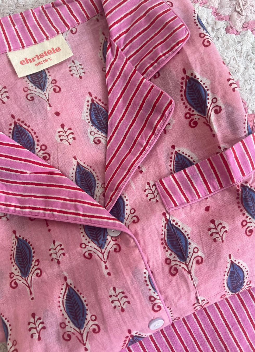 Artisane children pajama set - Pink Paisley & Stripes